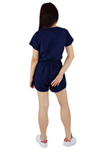 Basic Top with Side Tie Shorts in Navy-One Set-Elynn Reflection