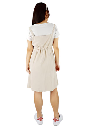 Drawstring Dress in Tan-Dresses-Elynn Reflection