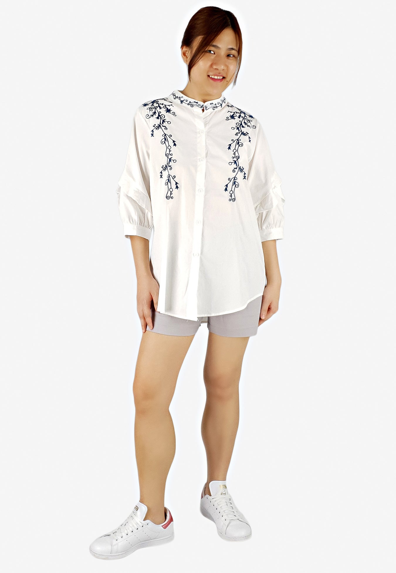 Embroidery Top in White-Tops-Elynn Reflection