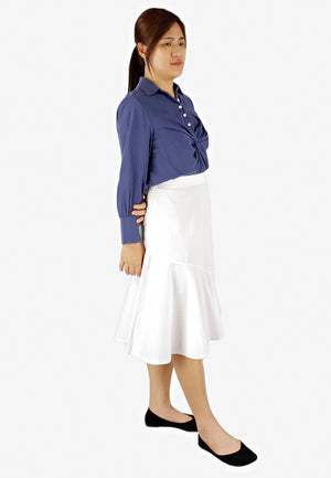 Hem Midi Skirt in White-Skirts-Elynn Reflection