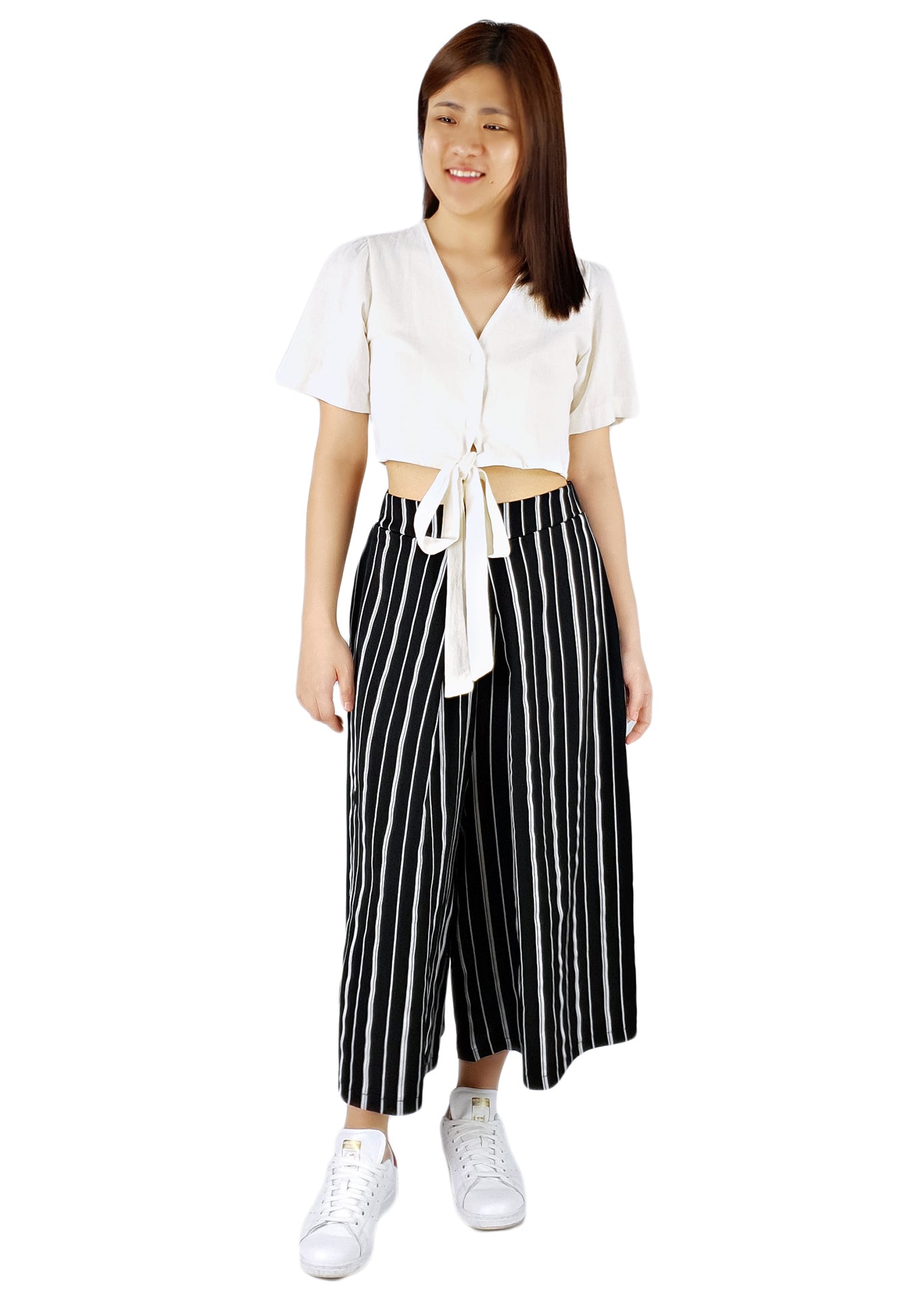 High Waisted Culottes in Black-Culottes-Elynn Reflection