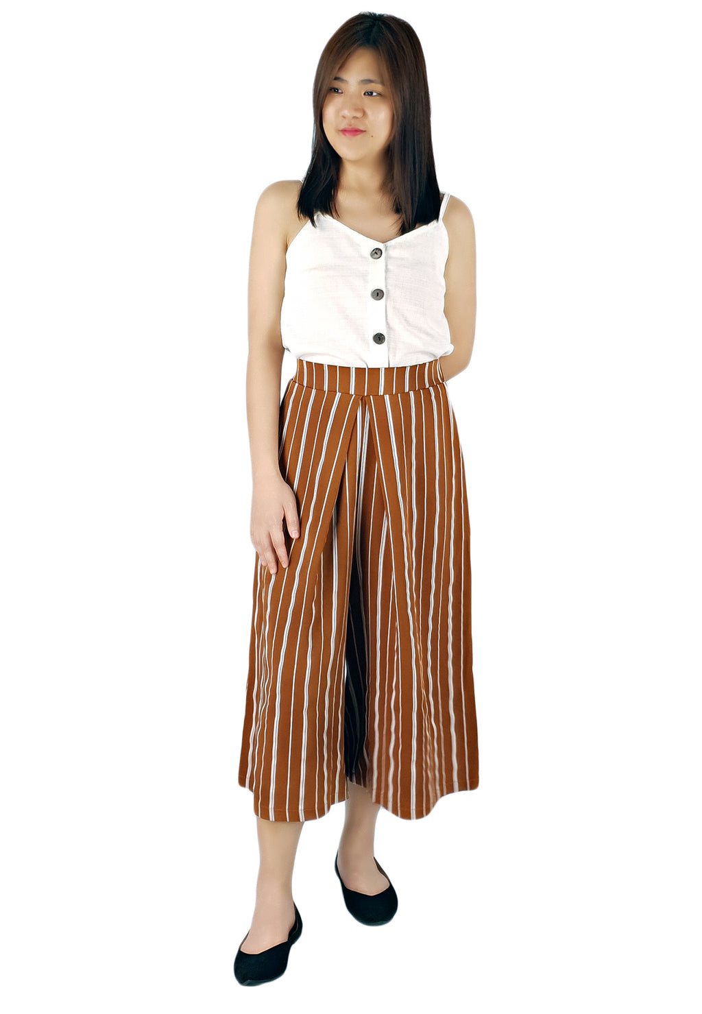 High Waisted Culottes in Burnt Orange-Culottes-Elynn Reflection