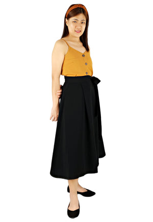 High Waisted Flare Skirt in Black (Premium)-Skirts-Elynn Reflection