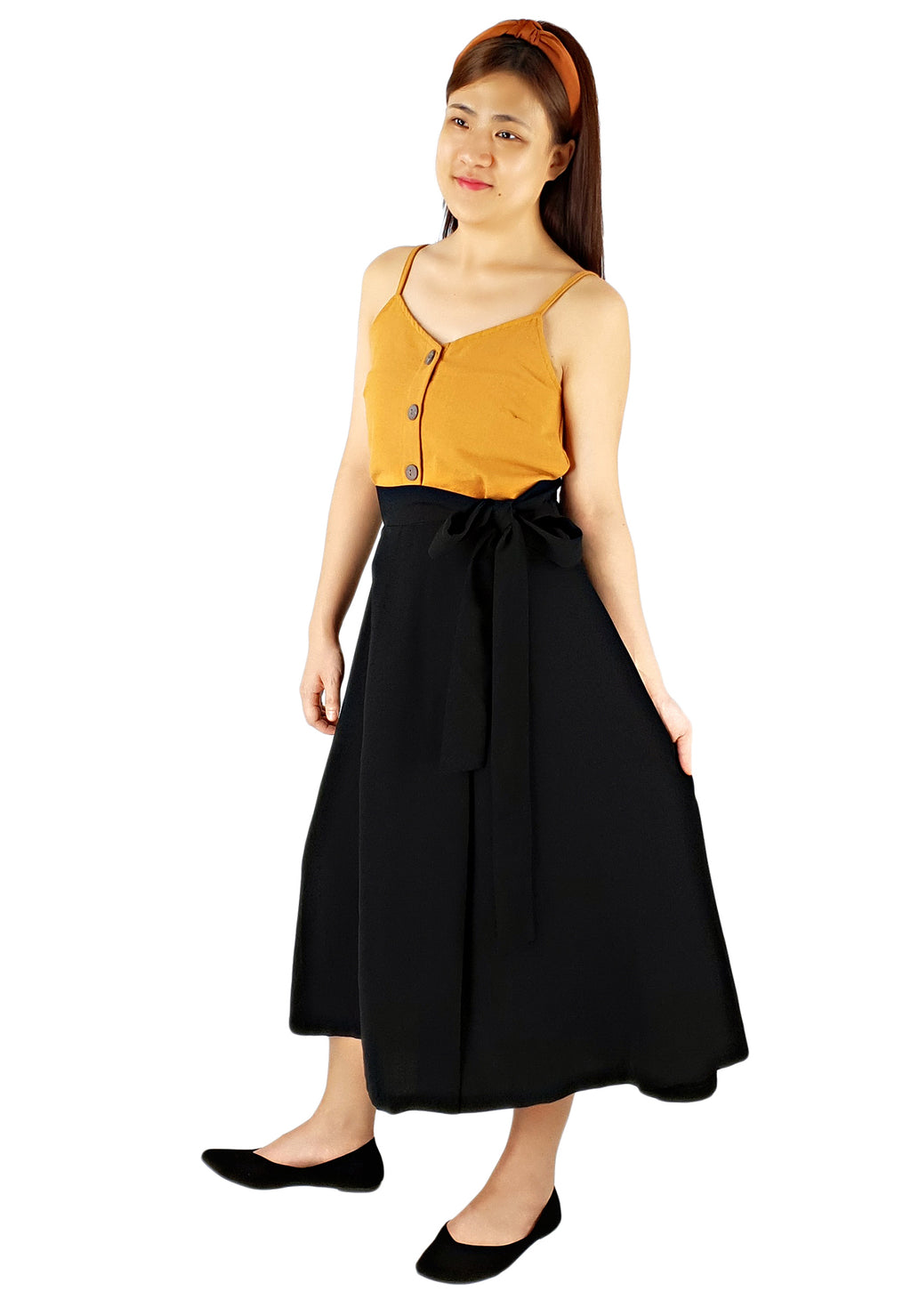 High Waisted Flare Skirt in Black (Premium)-Skirts-Elynn Reflection