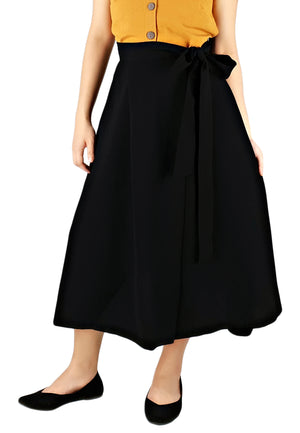 High Waisted Flare Skirt in Black (Premium)-Skirts-Elynn Reflection