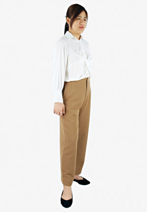 High Waisted Pants in Camel-Pants-Elynn Reflection