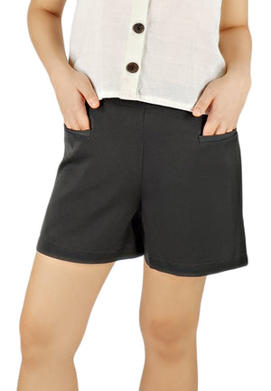 High Waisted Shorts in Charcoal-Shorts-Elynn Reflection