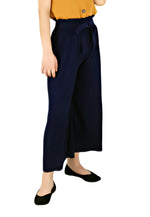 Pleated Paper Bag Pants in Navy-Pants-Elynn Reflection