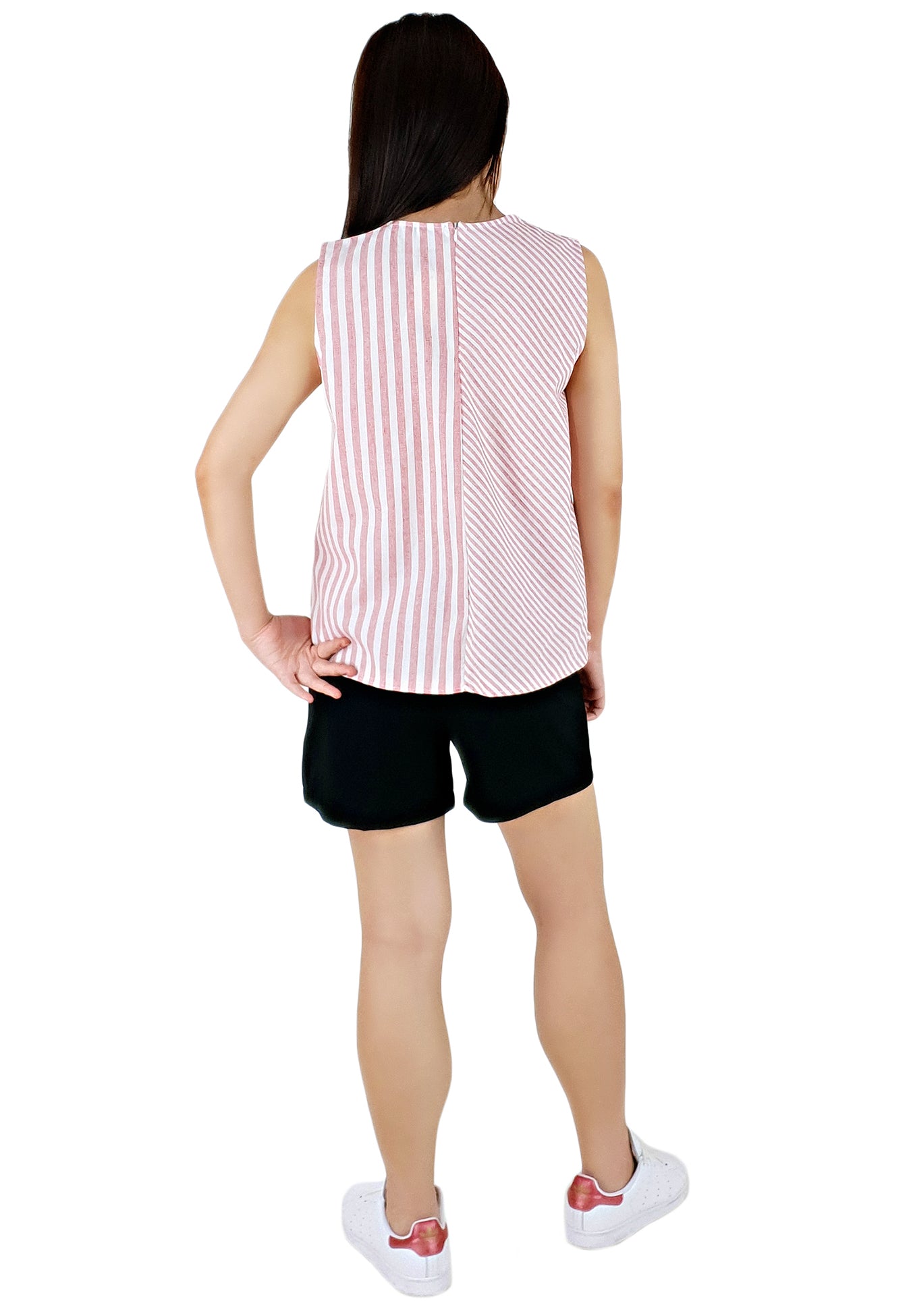 Stripe Top in Red-Tops-Elynn Reflection