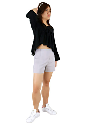 Tailored Pocket Shorts in Grey-Shorts-Elynn Reflection