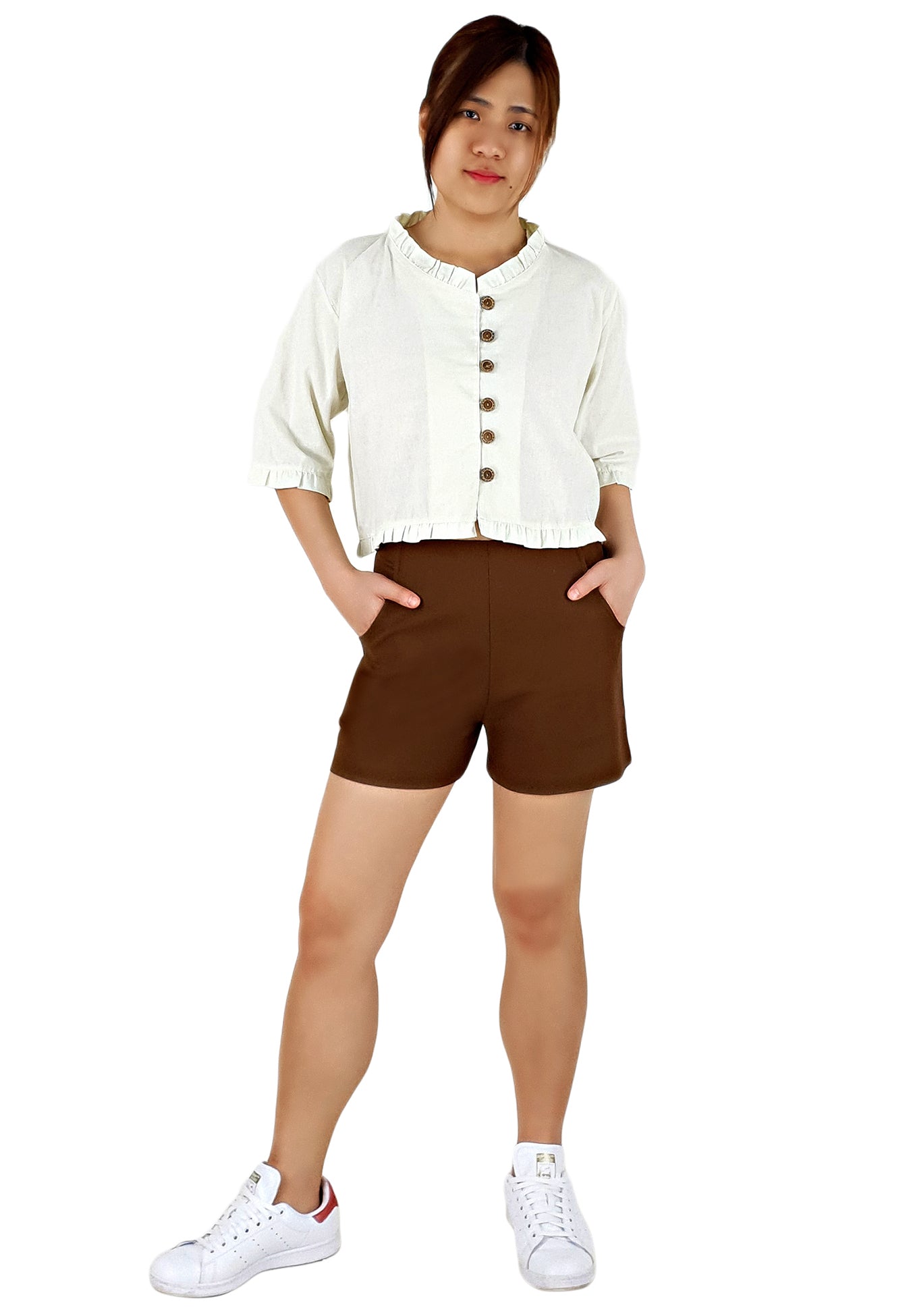 Tailored Pocket Shorts in Sepia-Shorts-Elynn Reflection