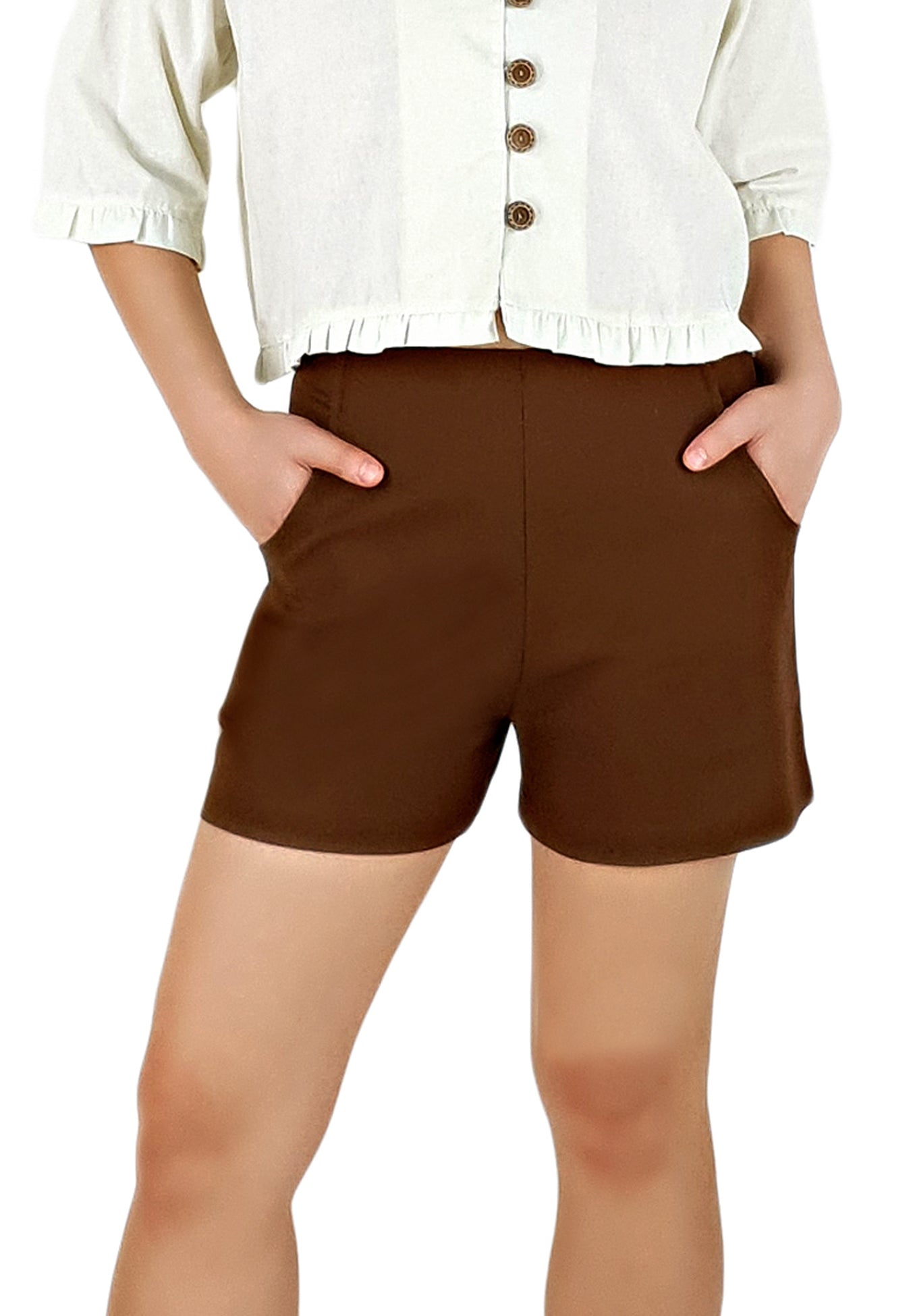 Tailored Pocket Shorts in Sepia-Shorts-Elynn Reflection